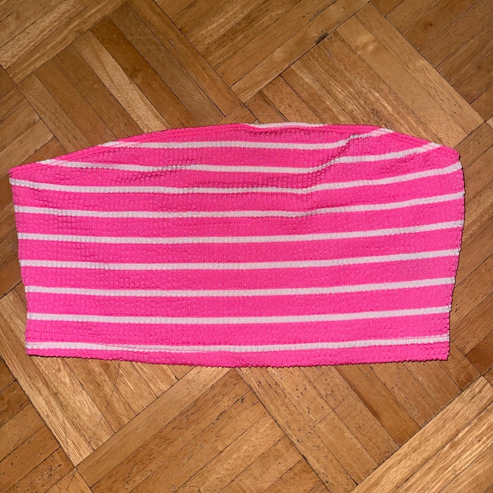 XL Shein hot pink tube top w/ white stripes. New w/out tags